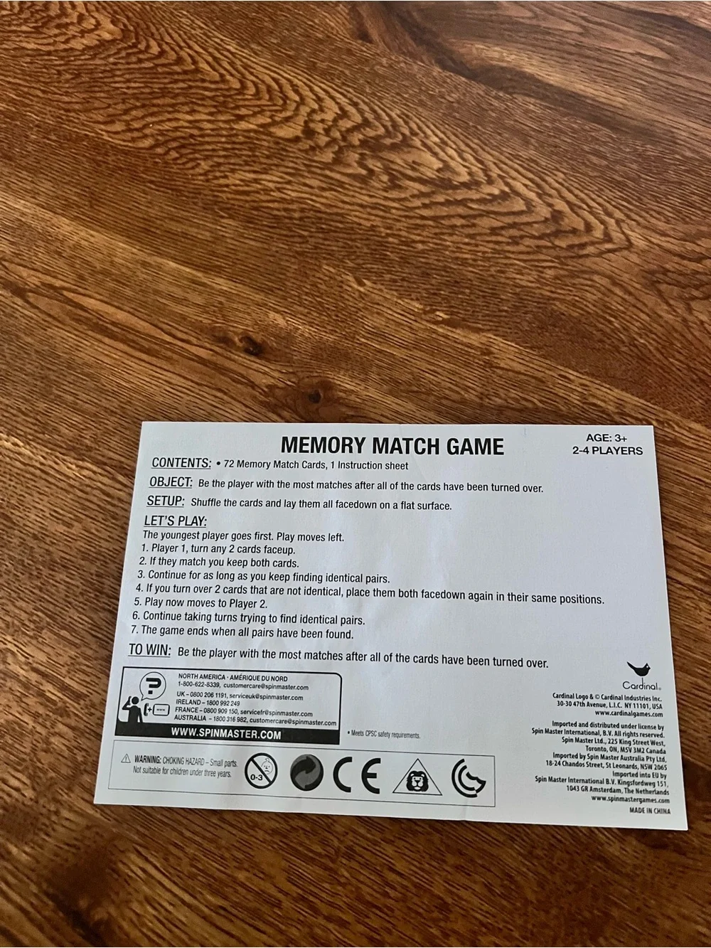 Kids Disney Pixar Toy Story 4 Memory Match Game